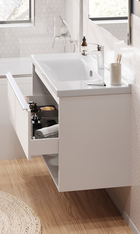 Тумба под раковину без столешницы AQUATON Хоуп 100 подвесная, 1 ящик, матовая белая