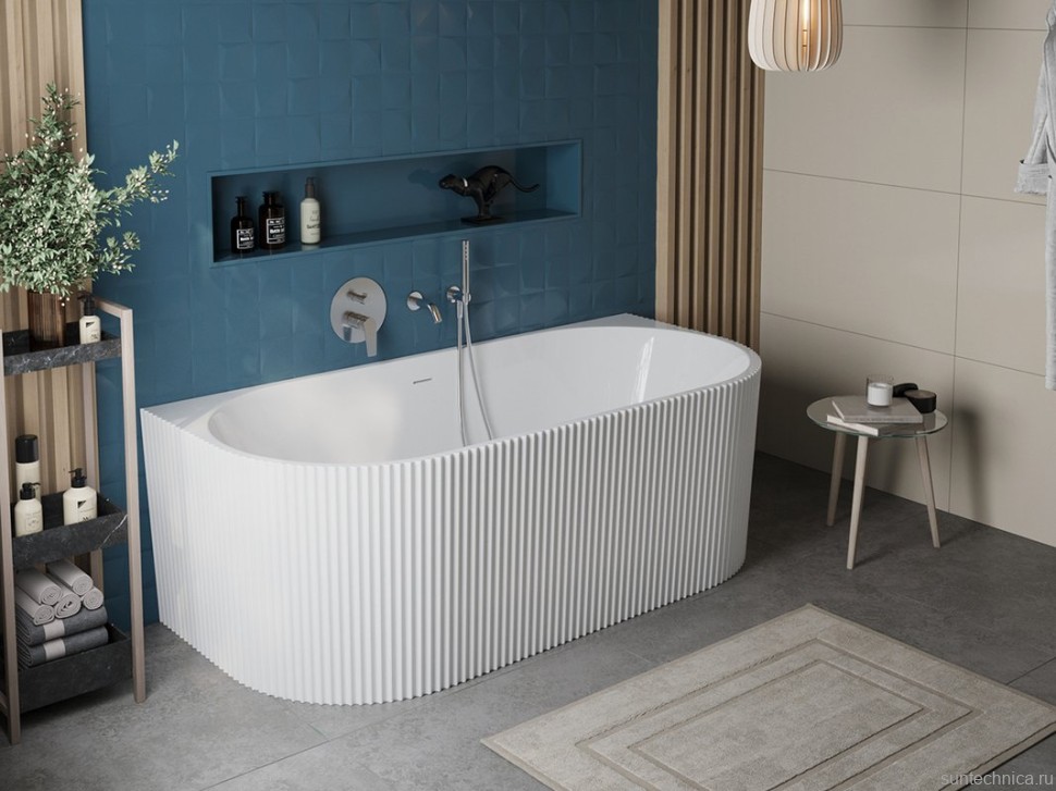 Акриловая ванна BelBagno Uno BB713 170x80 см, пристенная, белая, на ножках, со сливом-переливом, с донным клапаном