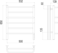 Полотенцесушитель электрический Terminus Евромикс П6 500x650