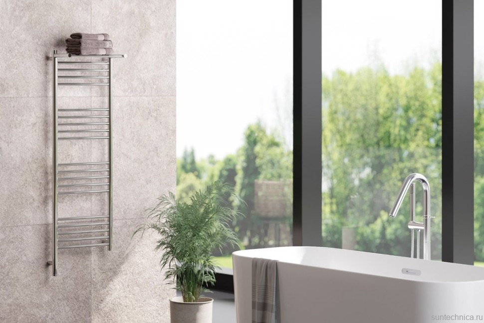 Полотенцесушитель электрический Сунержа Богема 3.1 00-6006-1240 130x45 см, подключение слева, без покрытия, лесенка, с полкой