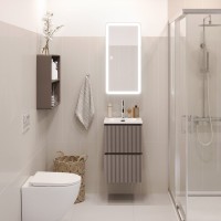 Тумба с раковиной BelBagno Uno-mini 40 подвесная, 2 ящика, матовая бежевая