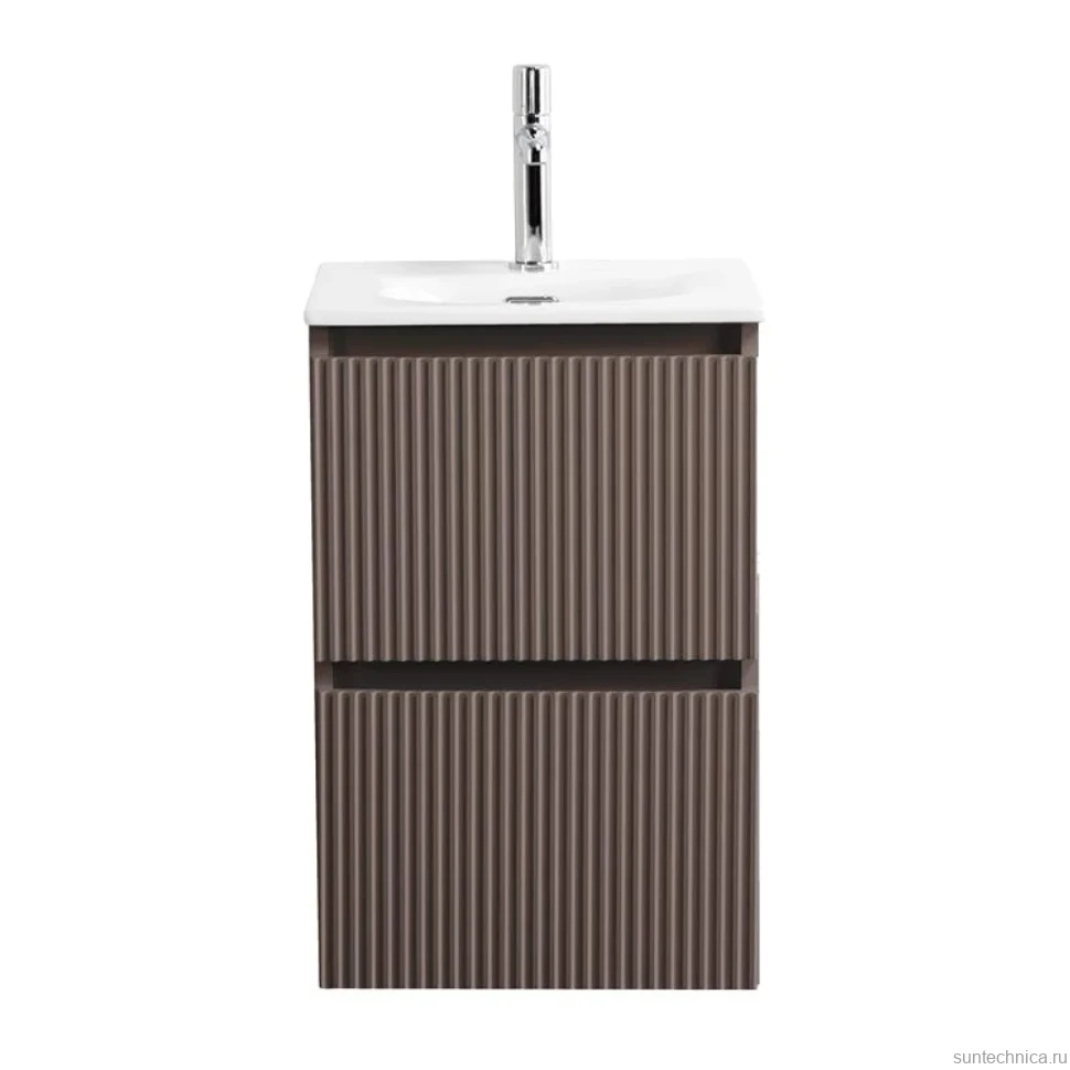 Тумба с раковиной BelBagno Uno-mini 40 подвесная, 2 ящика, матовая бежевая