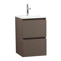 Тумба с раковиной BelBagno Uno-mini 40 подвесная, 2 ящика, матовая бежевая