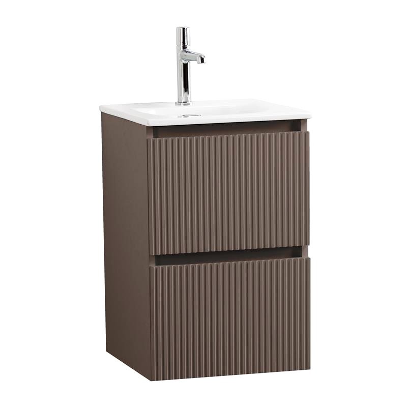 Тумба с раковиной BelBagno Uno-mini 40 подвесная, 2 ящика, матовая бежевая