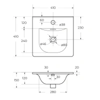 Тумба с раковиной BelBagno Uno-mini 40 подвесная, 2 ящика, матовая бежевая