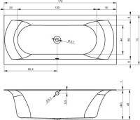 Акриловая ванна Riho Linares R 170x75 см, правая, встраиваемая, белая, на ножках