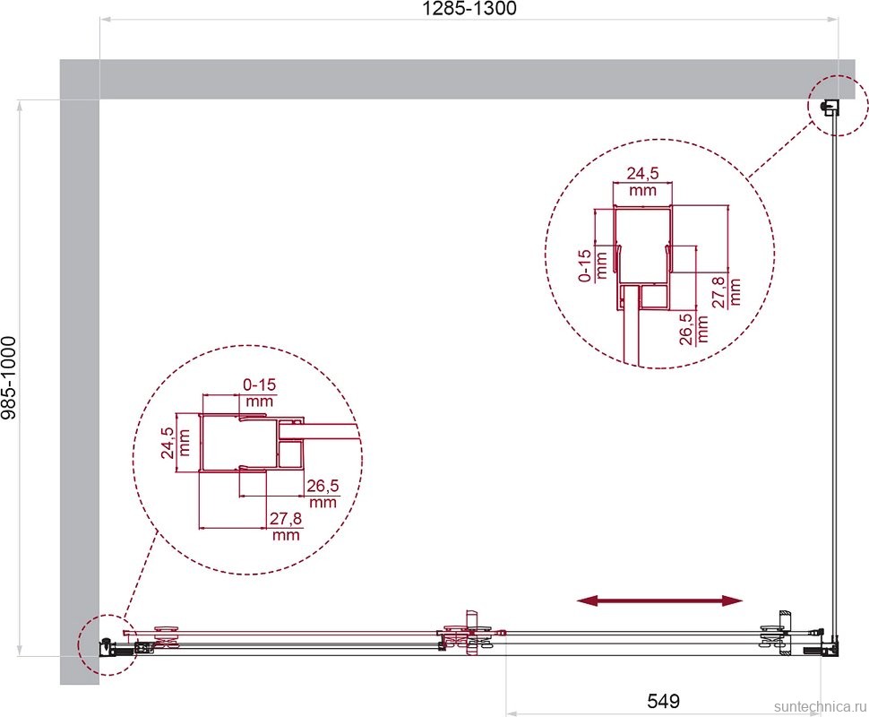 Душевой уголок BelBagno Luce AH-1-130/100-C-Cr профиль хром, стекло прозрачное