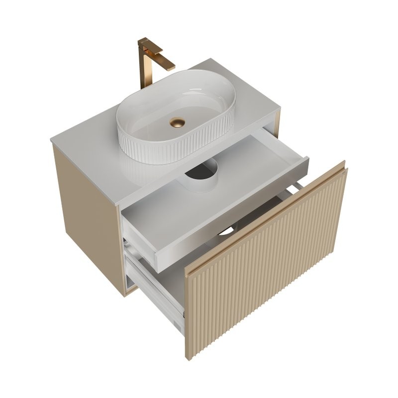 Тумба с раковиной Grossman Кристалл 80 подвесная, матовая бежевая