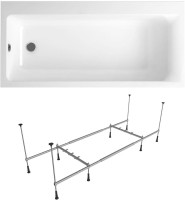 Акриловая ванна Lavinia Boho Catani L 160x80 см, левая, встраиваемая, белая, с каркасом