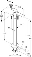 Напольный смеситель для ванны с душем Kludi Ambienta 535900575