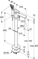 Напольный смеситель для ванны с душем Kludi Ambienta 535900575