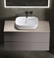 Тумба с раковиной Sancos Snob R 100 см, doha soft, столешница бежевая, раковина CN6008