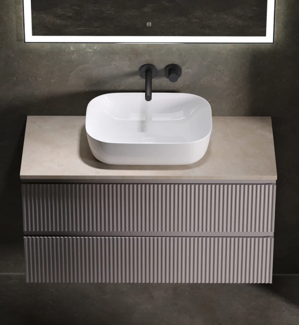 Тумба с раковиной Sancos Snob R 100 см, doha soft, столешница бежевая, раковина CN6008