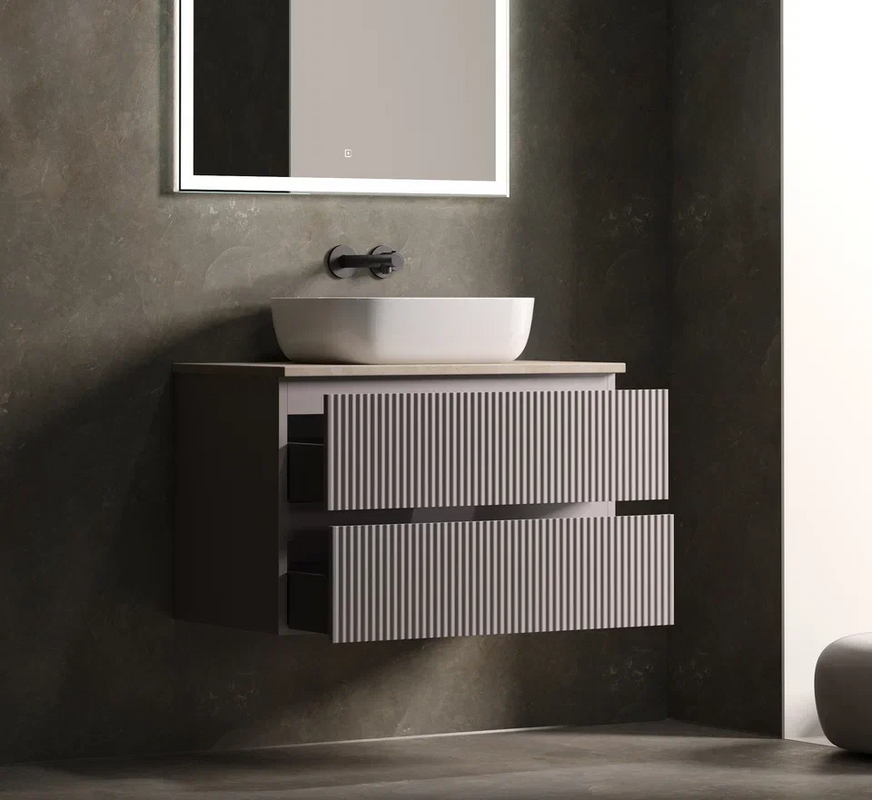 Тумба с раковиной Sancos Snob R 100 см, doha soft, столешница бежевая, раковина CN6008