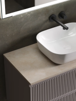 Тумба с раковиной Sancos Snob R 100 см, doha soft, столешница бежевая, раковина CN6008