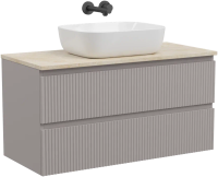 Тумба с раковиной Sancos Snob R 100 см, doha soft, столешница бежевая, раковина CN6008