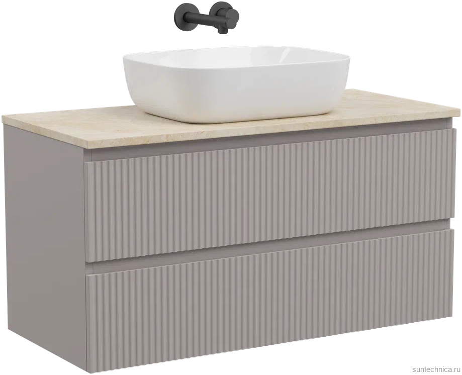 Тумба с раковиной Sancos Snob R 100 см, doha soft, столешница бежевая, раковина CN6008