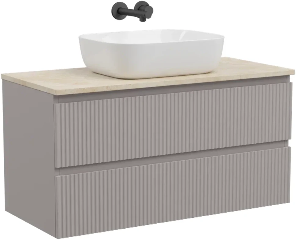 Тумба с раковиной Sancos Snob R 100 см, doha soft, столешница бежевая, раковина CN6008