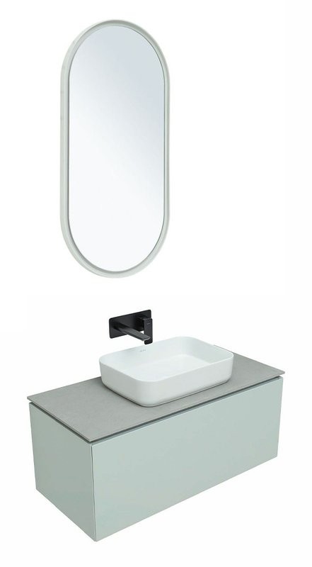 Мебель для ванной комнаты Allen Brau Infinity 100 1+1, подвесная, папирус матовый, столешница графит