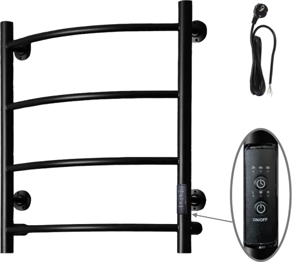 Полотенцесушитель электрический Тругор Пэк сп 5 60х50 с выключателем, черный