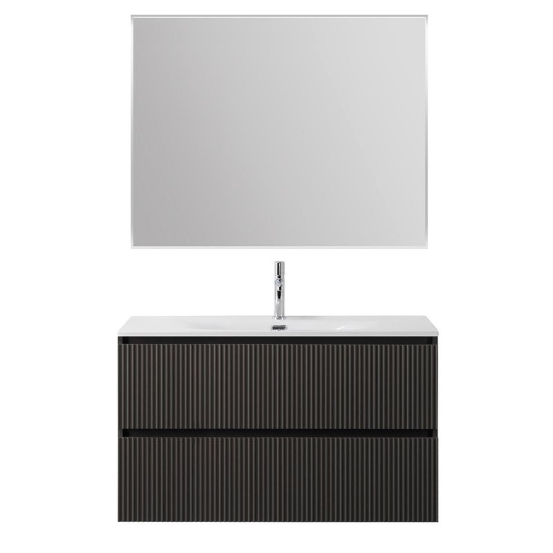 Мебель для ванной комнаты BelBagno Uno 100 подвесная, 2 ящика, матовая темно-серая