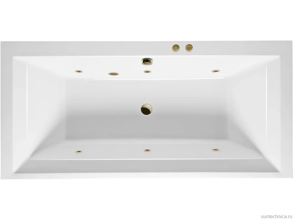 Акриловая ванна Excellent Crown Grand Soft 190x90 см, встраиваемая, с гидромассажем, белая, с каркасом, со сливом-переливом, фурнитура бронза