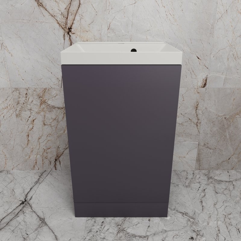 Тумба с раковиной Style Line Моно 50 напольная, графит нубук, раковина Asti 50 жасмин