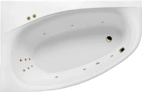 Акриловая ванна Excellent Kameleon Line L 170x110 см, угловая, левая, встраиваемая, с гидромассажем, белая, асимметричная, с каркасом, со сливом-переливом, фурнитура бронза