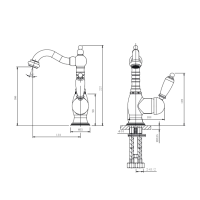 Смеситель для раковины Caprigo Adria Uno 02-524-vot с донным клапаном, бронза Смеситель для раковины Caprigo Adria Uno 02-524-vot с донным клапаном, бронза