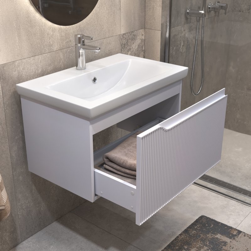 Тумба с раковиной Vigo Neo 70 подвесная, 1 ящик, матовая белая