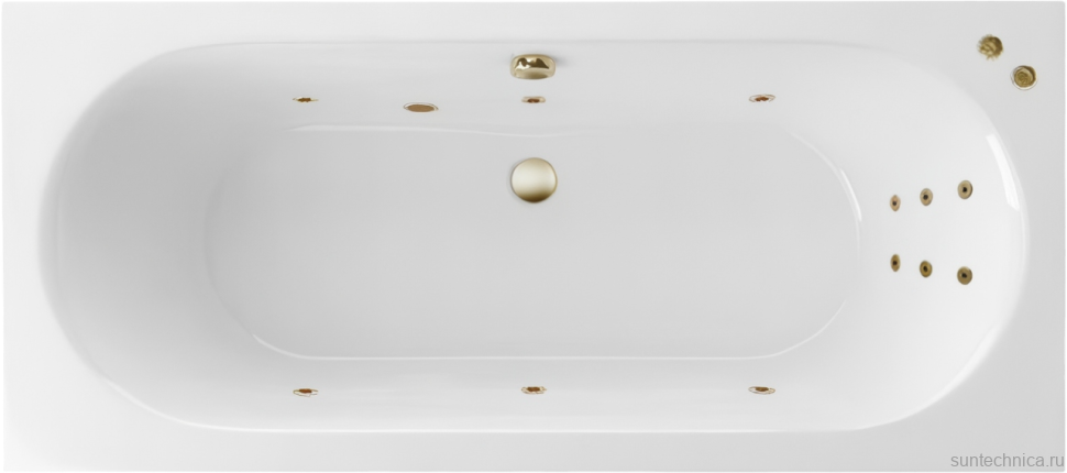 Акриловая ванна Excellent Oceana Slim Line 170x75 см, встраиваемая, с гидромассажем, белая, с каркасом, со сливом-переливом, фурнитура бронза