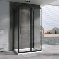Душевой уголок Abber Schwarzer Diamant AG30150BH-S100B-S100B 150x100, профиль черный, стекло прозрачное