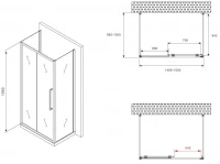Душевой уголок Abber Schwarzer Diamant AG30150BH-S100B-S100B 150x100, профиль черный, стекло прозрачное