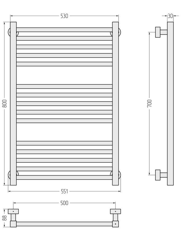 Полотенцесушитель водяной Сунержа Модус Pro 30-0450-8050 80x55 см, матовый белый, лесенка