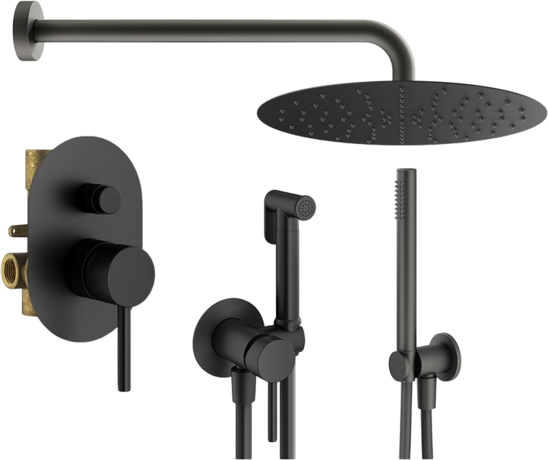 Комплект для ванной Plumberia Selection Ixo KITZXO15NO С ВНУТРЕННЕЙ ЧАСТЬЮ, черный матовый