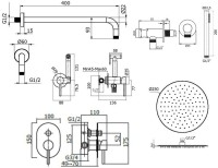 Комплект для ванной Plumberia Selection Ixo KITZXO15NO С ВНУТРЕННЕЙ ЧАСТЬЮ, черный матовый