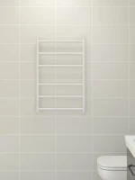 Полотенцесушитель электрический Стилье Формат 27 12529-8050 80x55 см, подключение слева, скрытое подключение слева, глянцевый белый, лесенка