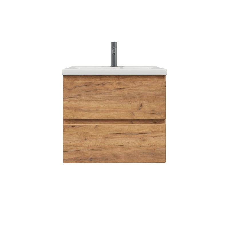 Тумба с раковиной SanStar Riana 60 подвесная, дуб крафт золотой, раковина Миранда 60