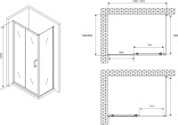 Душевой уголок Abber Schwarzer Diamant AG30150B5-S60B5 150x60, профиль черный, стекло прозрачное