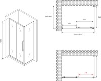 Душевой уголок Abber Schwarzer Diamant AG30110BMH-S90BM 110x90, профиль черный,  стекло матовое
