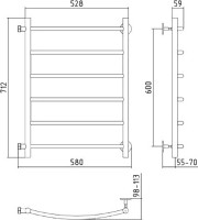 Полотенцесушитель водяной Стилье Версия-Б2 00612-6050 70x60 см, глянцевый хром, лесенка