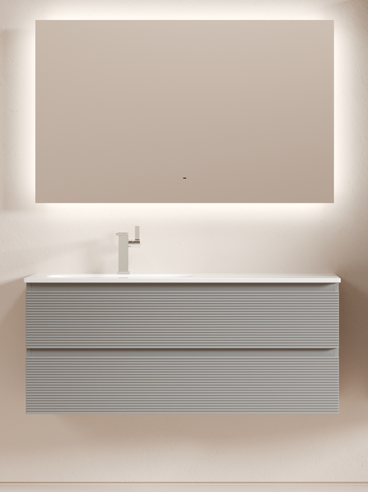 Мебель для ванной комнаты Sancos Folk 120 L подвесная, 2 ящика, ergraut soft