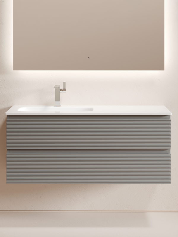 Мебель для ванной комнаты Sancos Folk 120 L подвесная, 2 ящика, ergraut soft