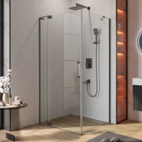 Душевой уголок Cezares Slider AH 1 90-100/110 C GM профиль оружейная сталь, стекло прозрачное