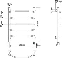 Полотенцесушитель электрический Secado Агата 1 75x55 см, подключение справа, бронза, лесенка, латунь