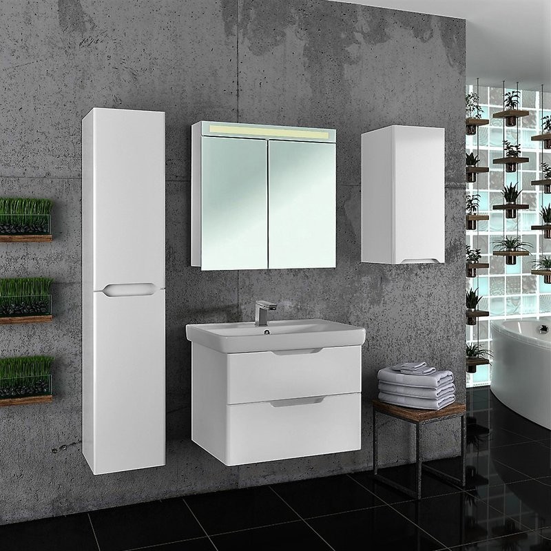 Тумба с раковиной Dreja Q 80 подвесная, белый глянец