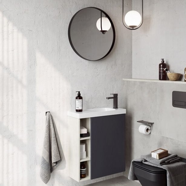 Мебель для ванной комнаты Aqwella Alba 60 R, подвесная, светлый камень