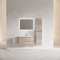Тумба с раковиной Sancos Libra 90 дуб галифакс натуральный, белая раковина CN7002