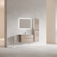 Тумба с раковиной Sancos Libra 90 дуб галифакс натуральный, белая раковина CN7002