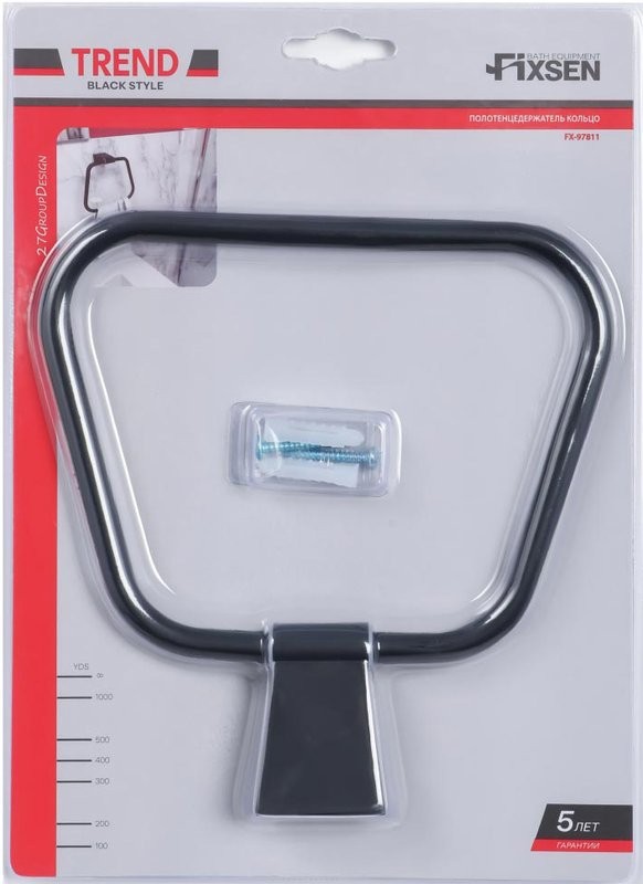 Полотенцедержатель Fixsen Trend FX-97811 черный, кольцо